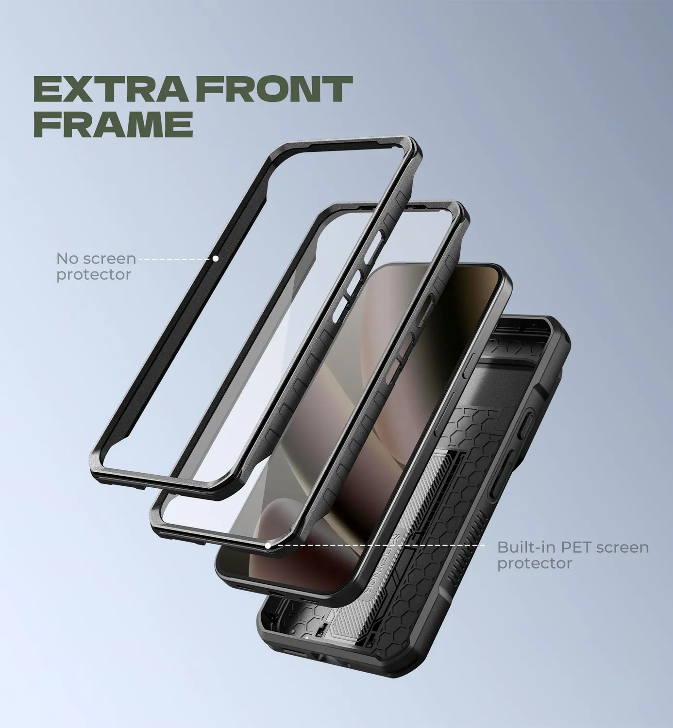 Dexnor Pixel 10 Pro XL cover nera kickstand protezione 360