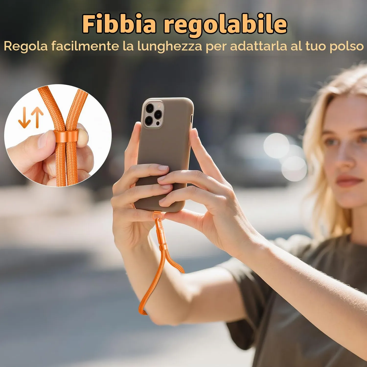 MoKo Laccio Polso Cellulare Regolabile Set 2 Arancione Nero