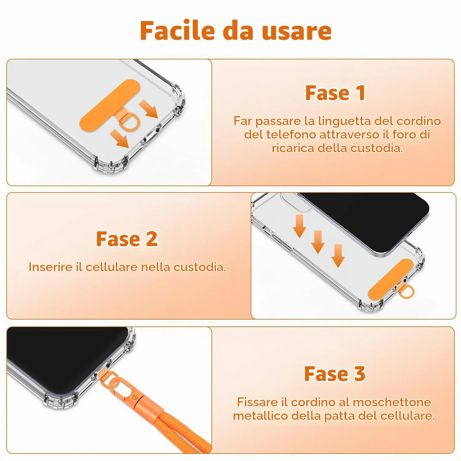 MoKo Laccio Polso Cellulare Regolabile Set 2 Arancione Nero