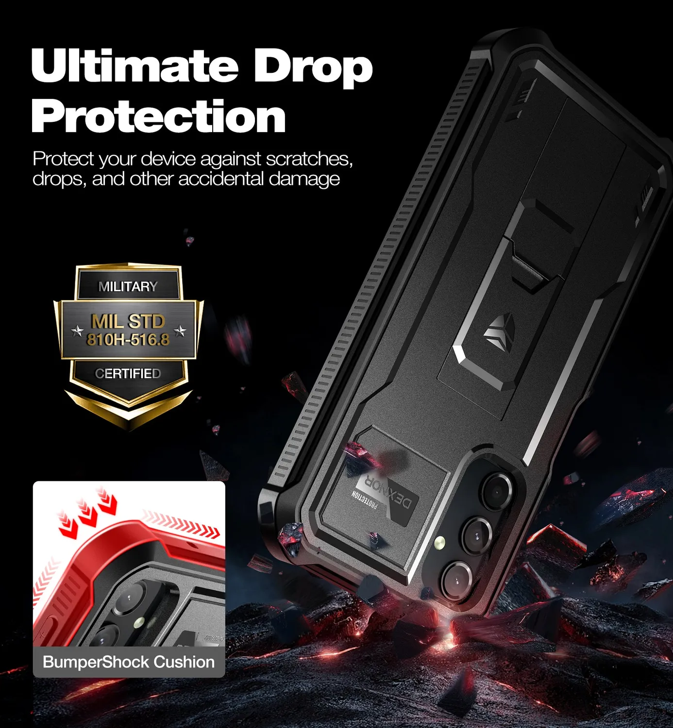 Dexnor Galaxy A25 A24 custodia rugged nera antishock