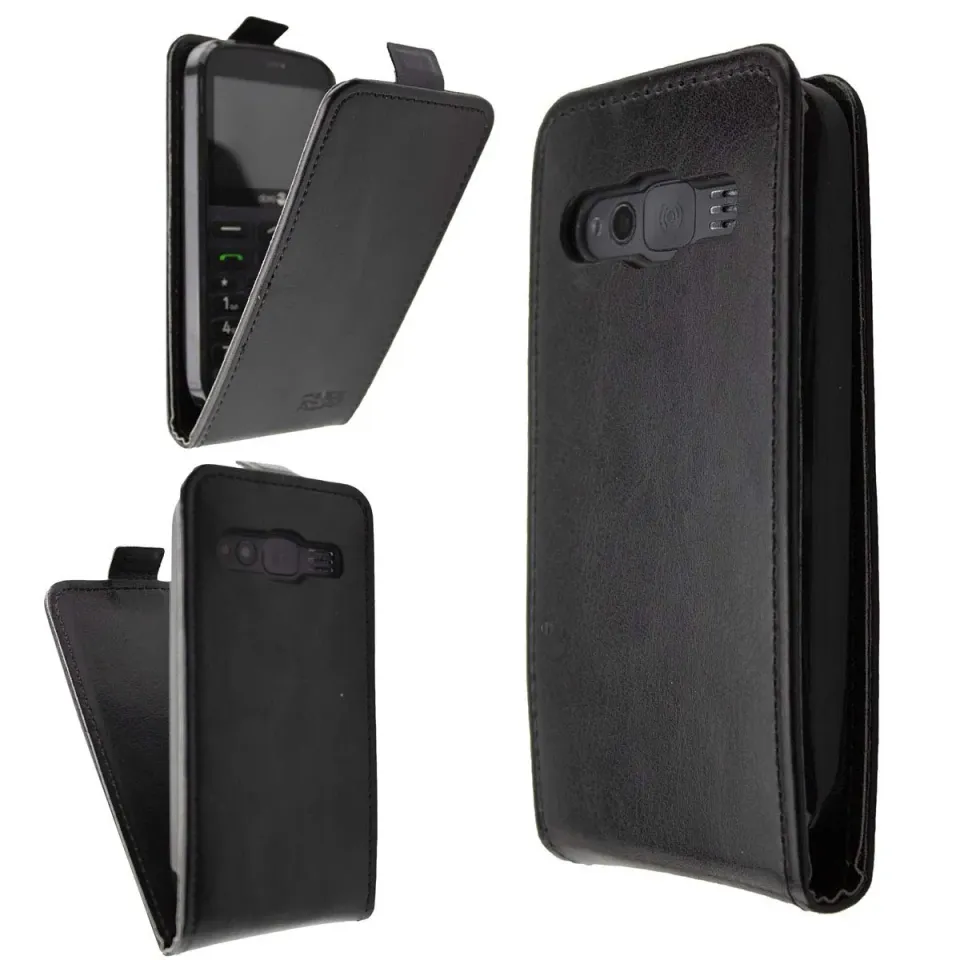 caseroxx Flip Cover Doro 1370 1372 Custodia Nera