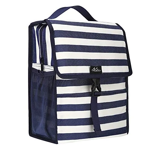 MoKo Borsa Termica Porta Pranzo Strisce Bianche e Blu Pieghevole