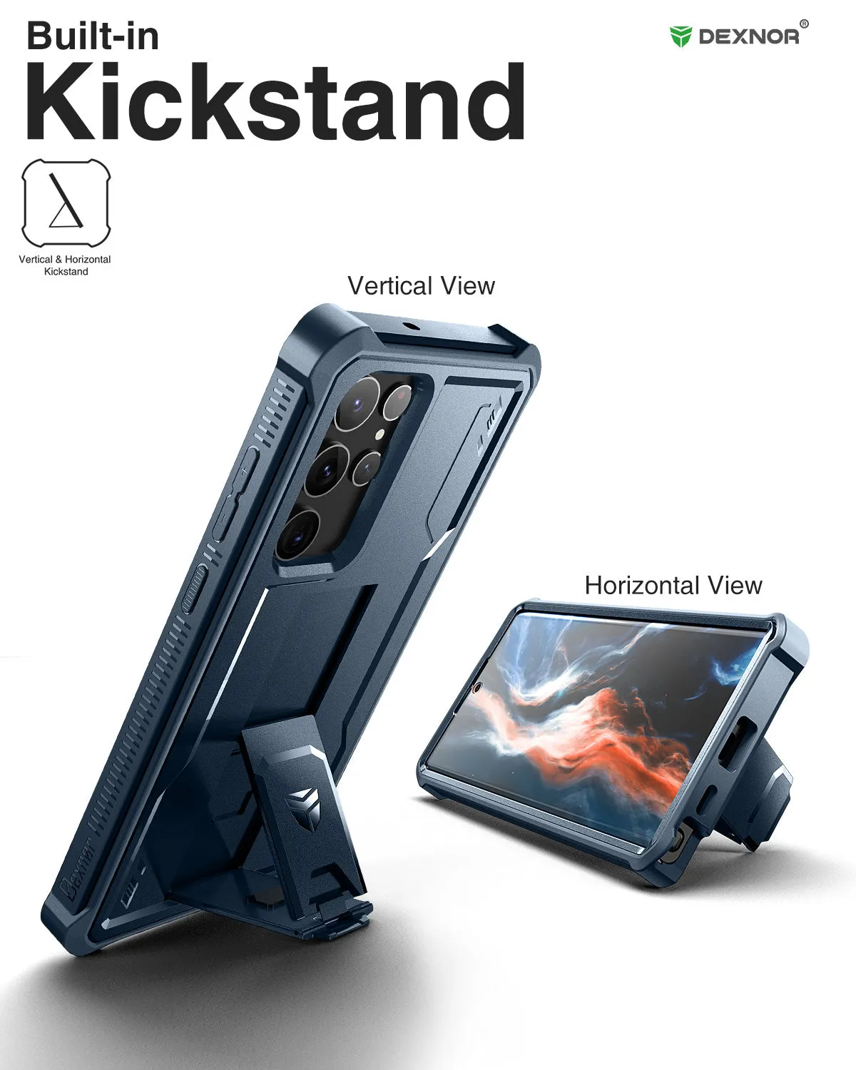 Dexnor Galaxy S22 Ultra cover rugged nera kickstand