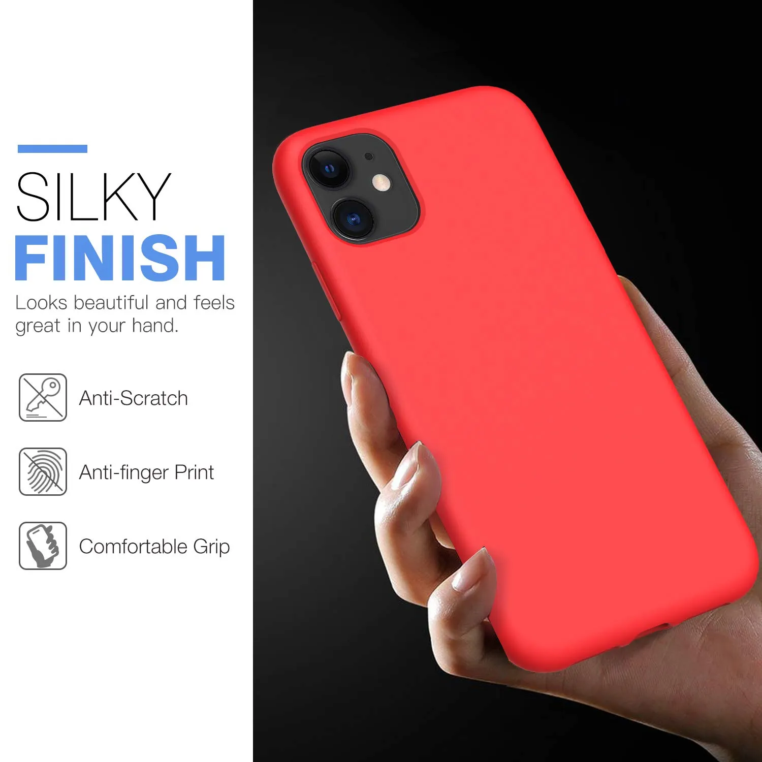 MoKo Cover iPhone 11 Custodia Silicone Rossa Antigraffio