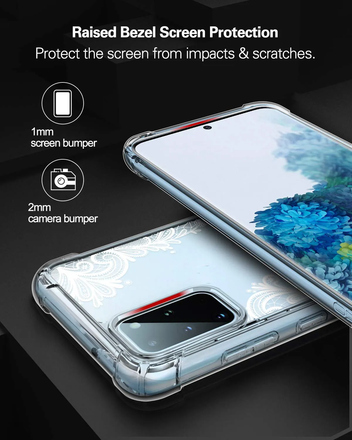 MoKo Galaxy S20 Plus cover rigida trasparente pizzo cristallo