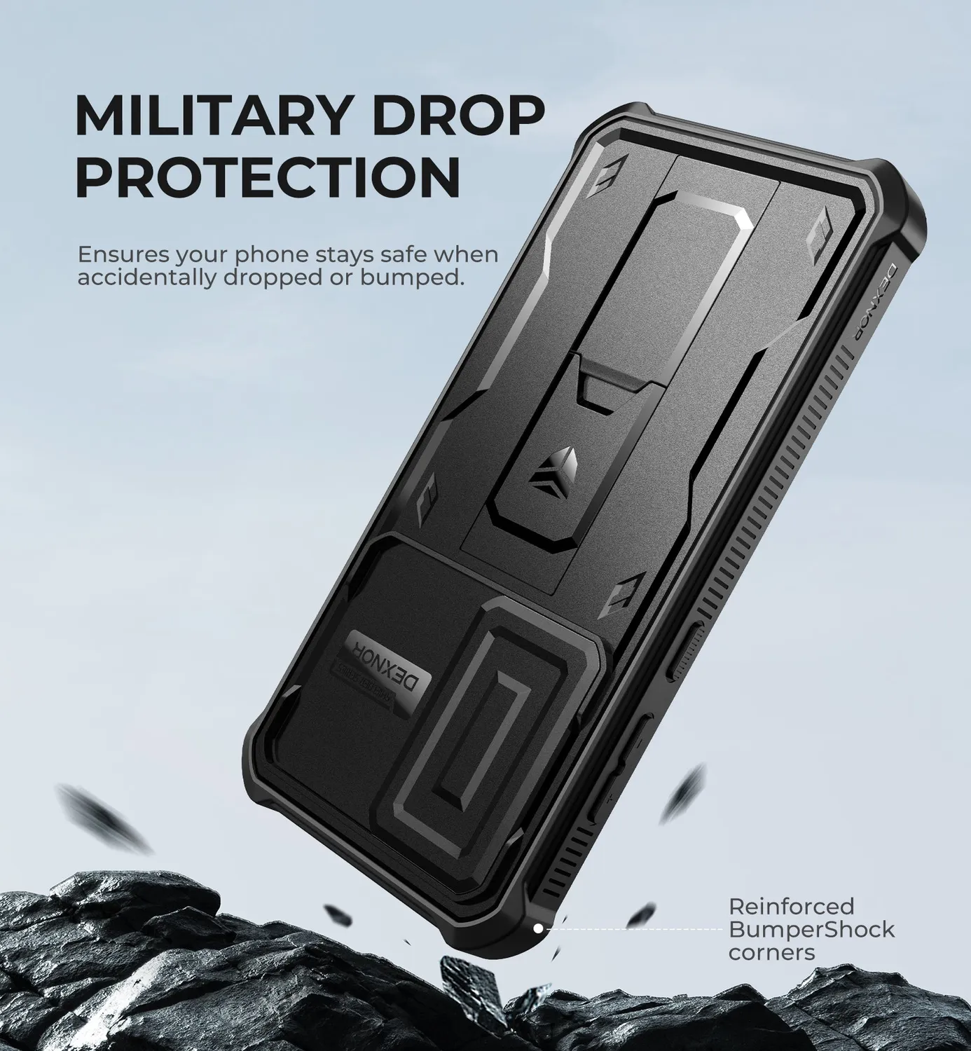 Dexnor Galaxy S24 FE cover antishock nera con pellicola