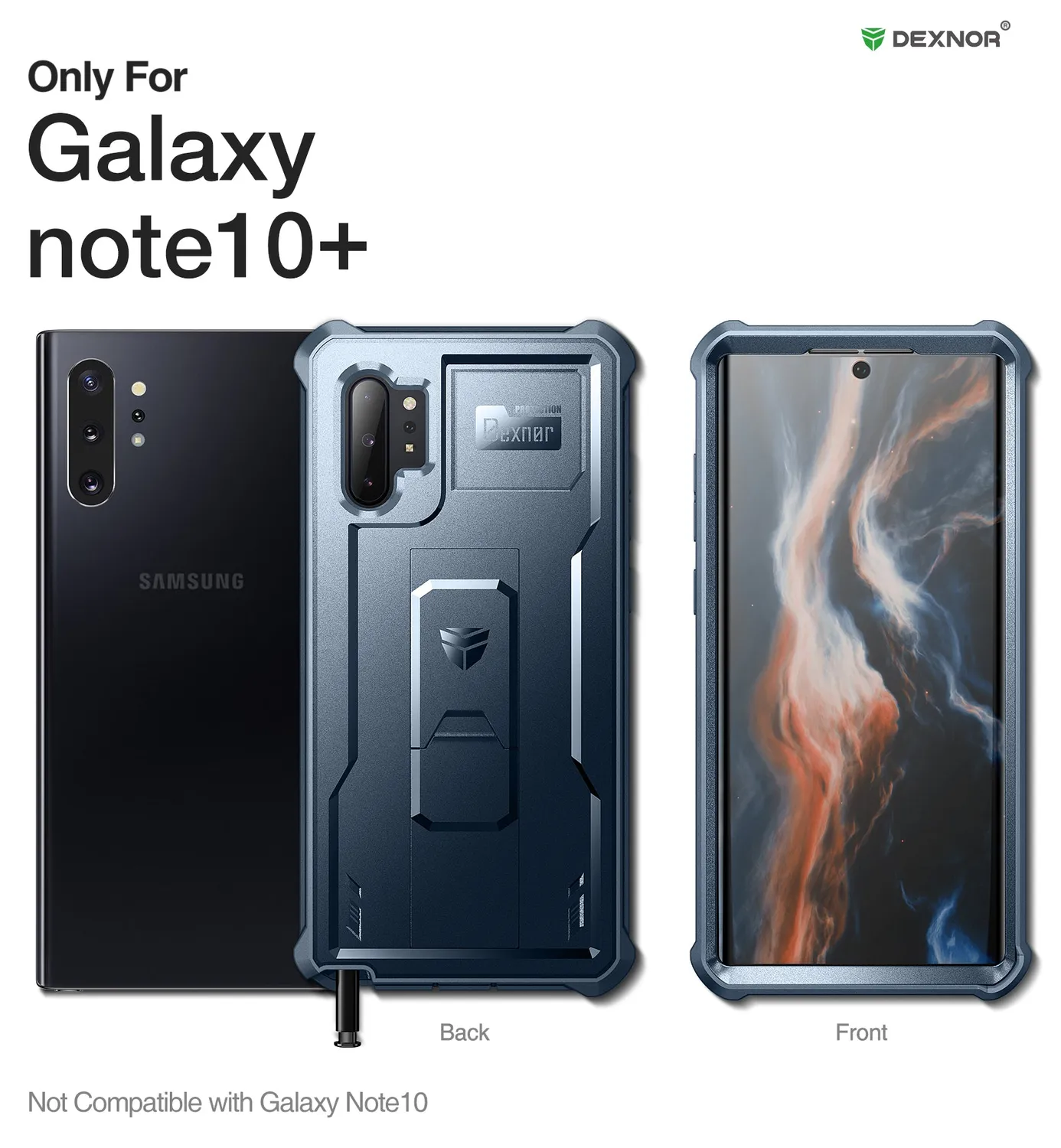 Dexnor Galaxy Note 10 Plus cover blu con stand vetro