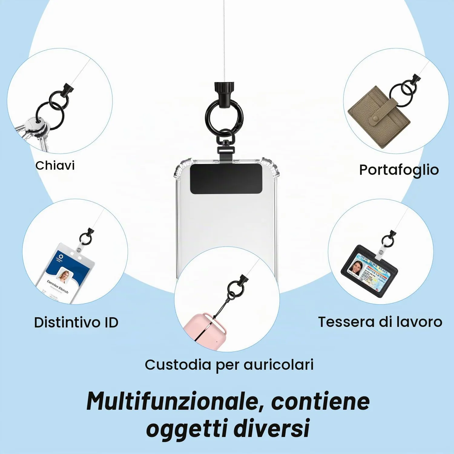 MoKo laccetto telefono antifurto acciaio retrattile bloccabile