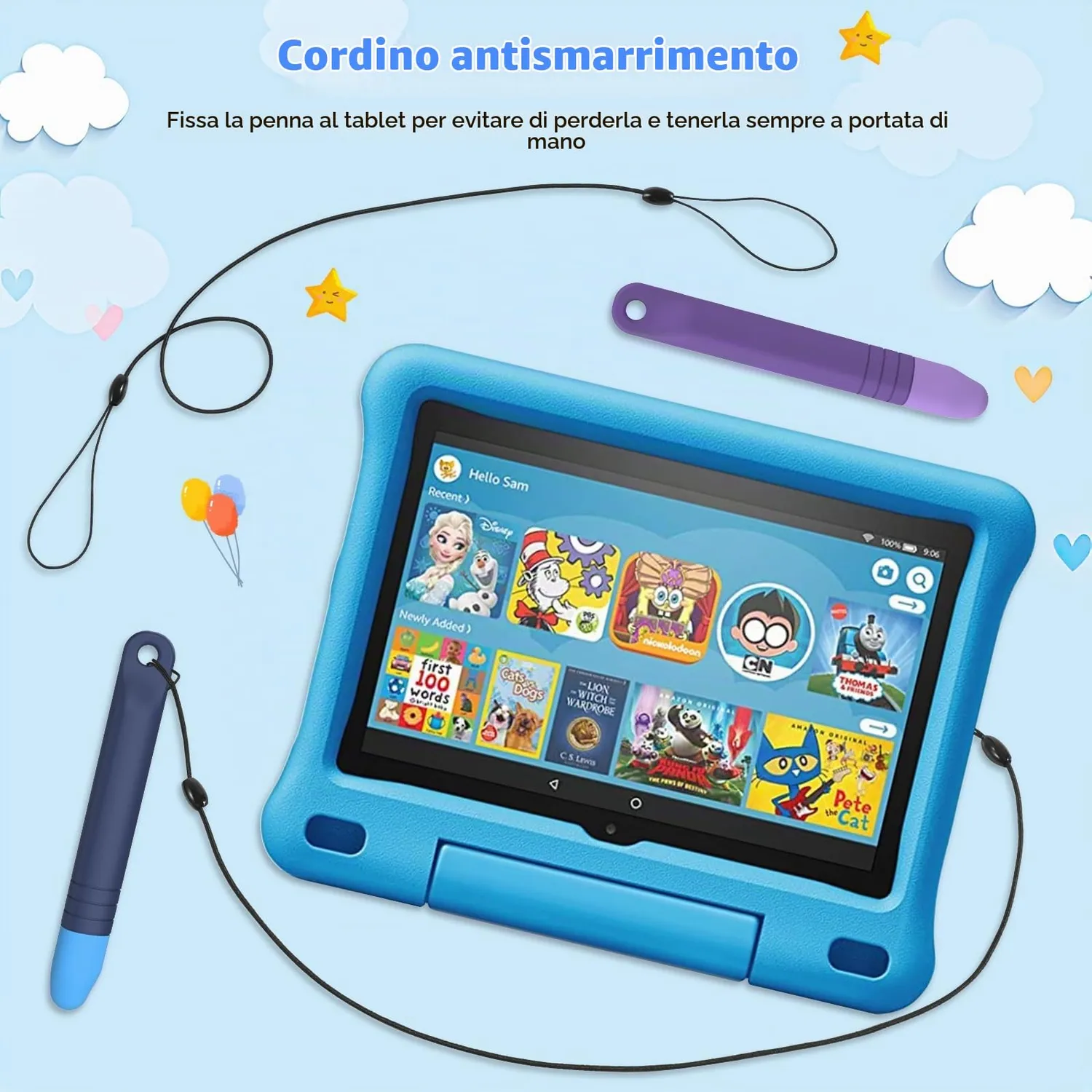 MoKo Stilo Touchscreen Bambini 2 Pezzi Blu+Viola Morbido