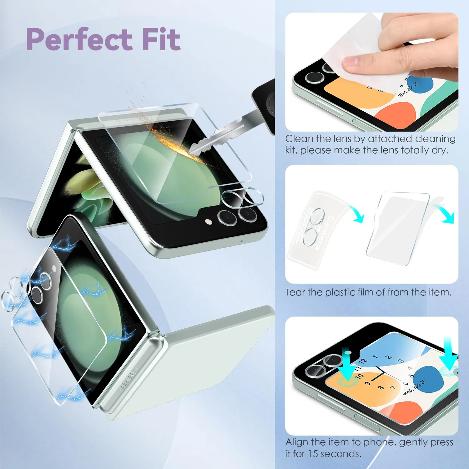 CloudValley Galaxy Z Flip 5 vetro temperato frontale 2+2 pezzi 9H