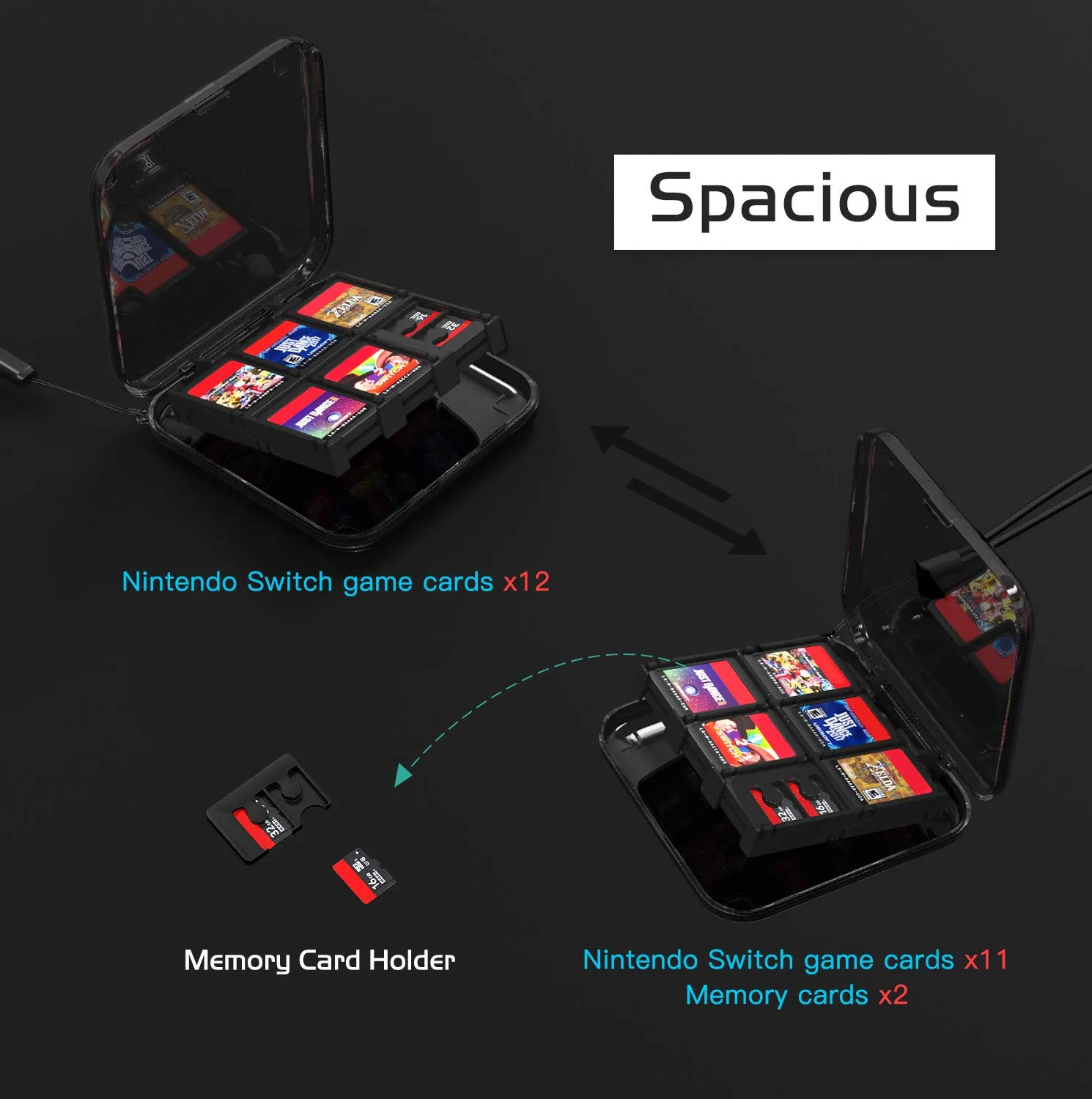 MoKo Custodia Giochi Switch OLED 12 Slot Trasparente