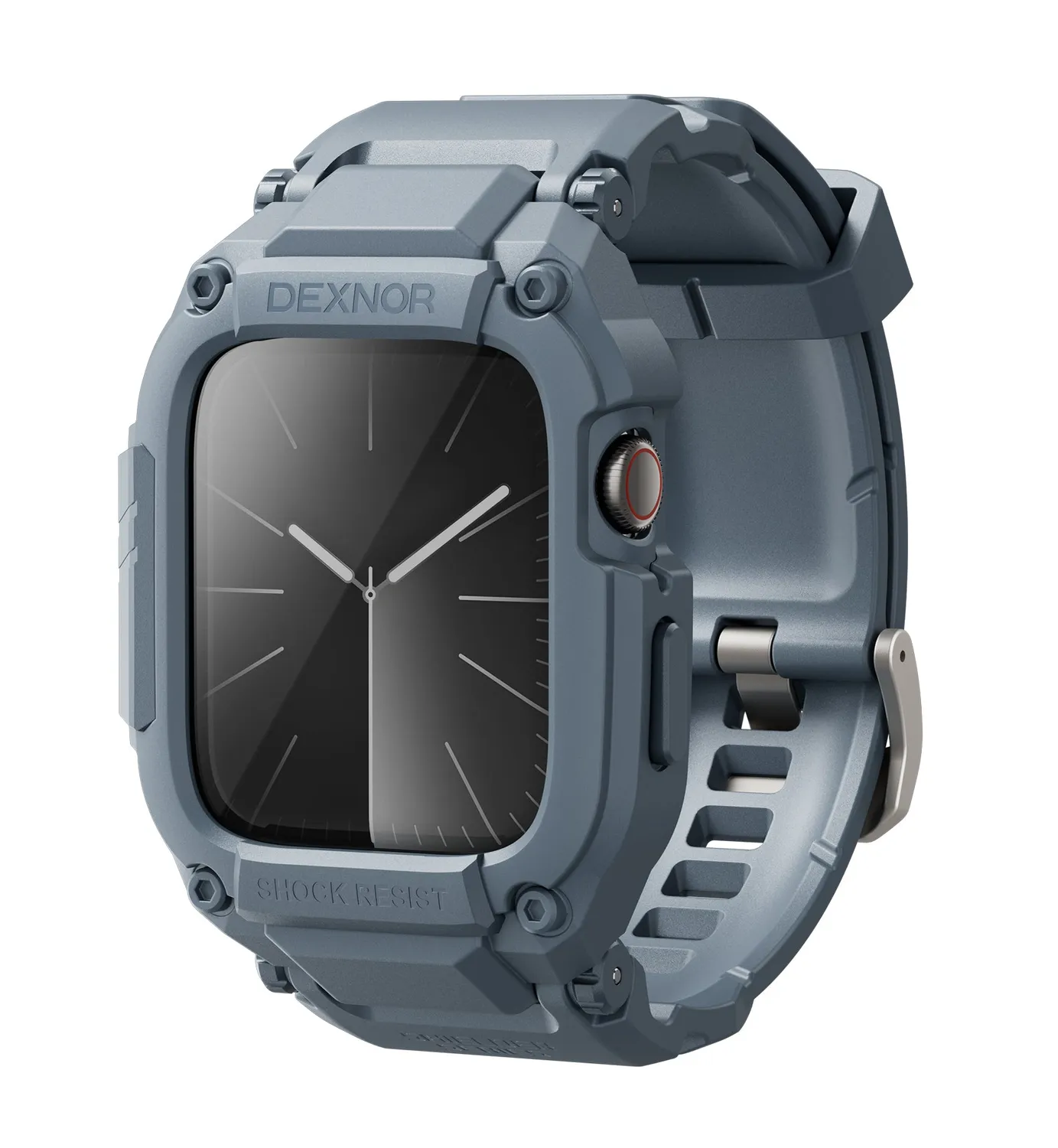 Dexnor Apple Watch 45mm cover con cinturino nero vetro temperato