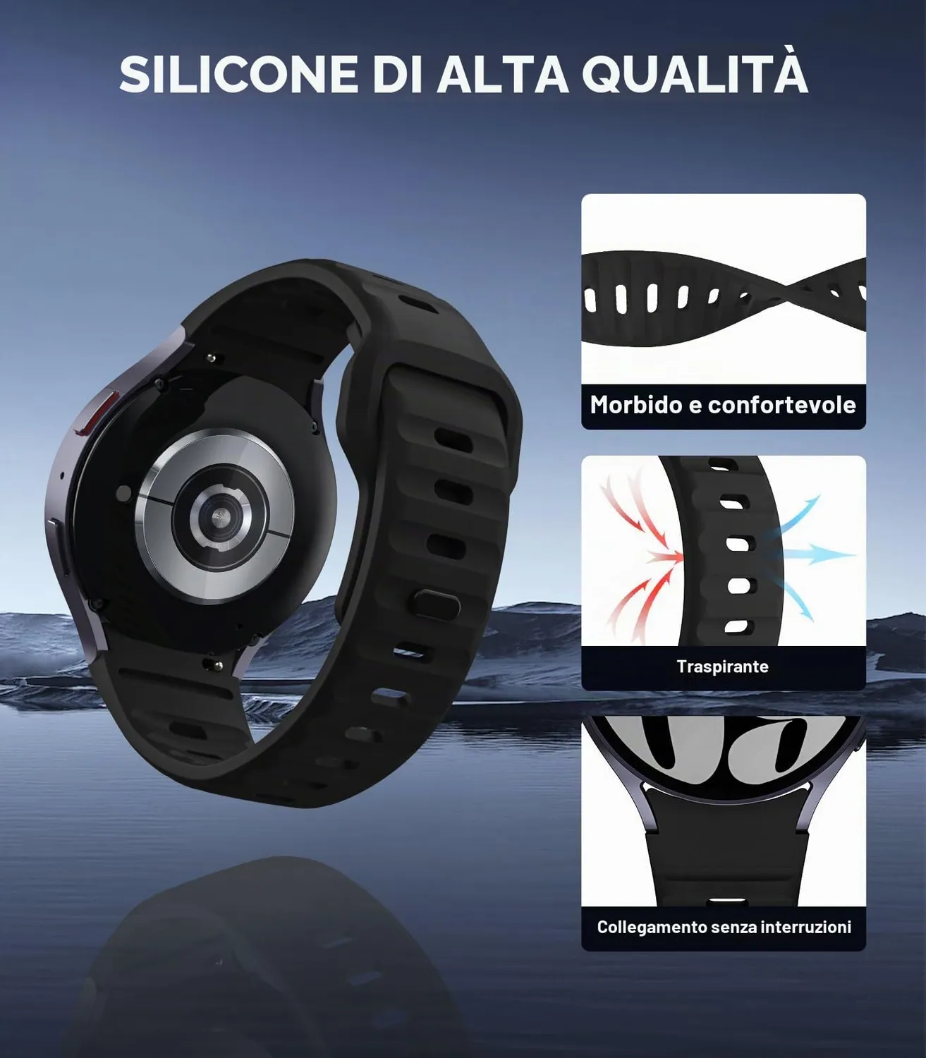 MoKo Cinturino Sport Silicone Galaxy Watch 40/44mm Nero