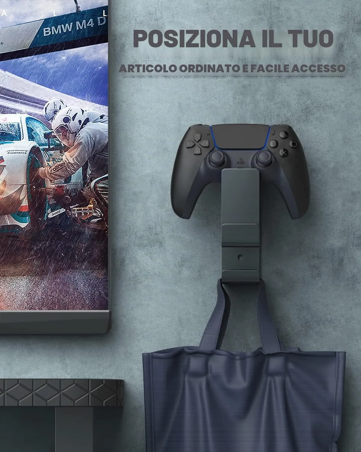 MoKo Supporto Controller Cuffie Nero Alluminio 3 in 1