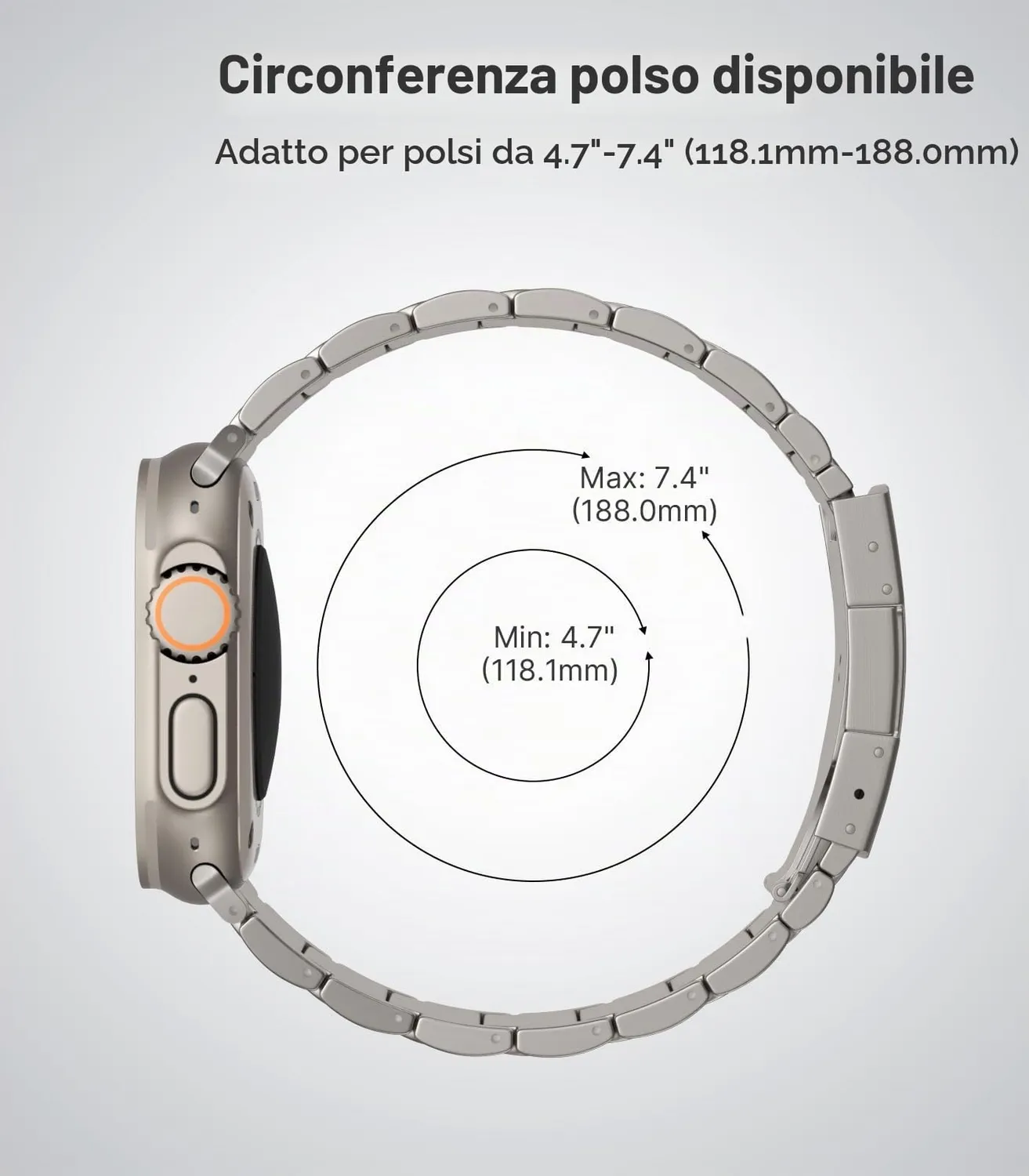 MoKo Cinturino Titanio Apple Watch 42-49mm Doppio Pulsante