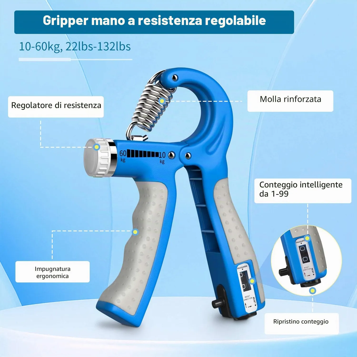 MoKo Allenatori Mani set 6 pezzi attrezzo fitness regolabile