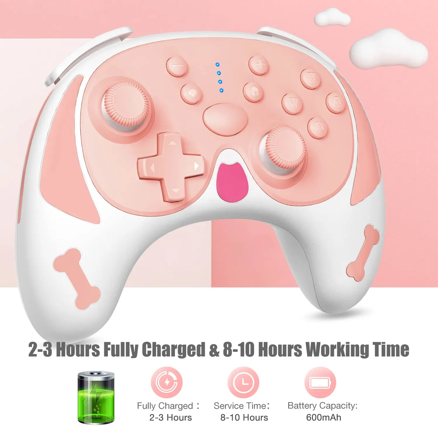 MoKo Switch Controller Wireless Rosa Bluetooth 600mAh