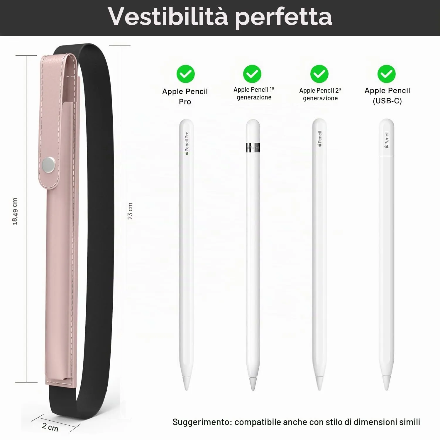 MoKo Custodia Apple Pencil Portapenne Oro Rosa Elastico