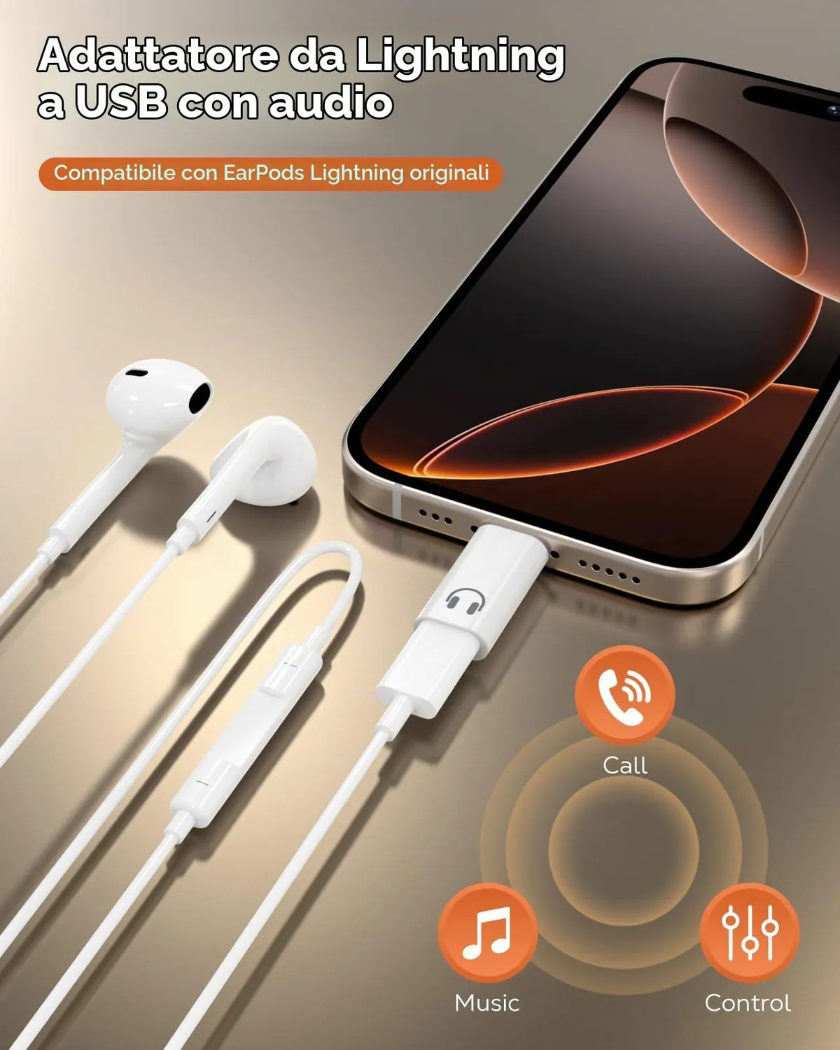 MoKo Adattatore Lightning USB-C per cuffie con chip DAC