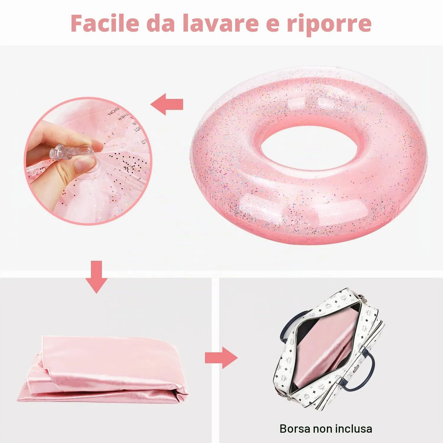MoKo Ciambella da Nuoto Paillettes Ciambella 90cm Bambini