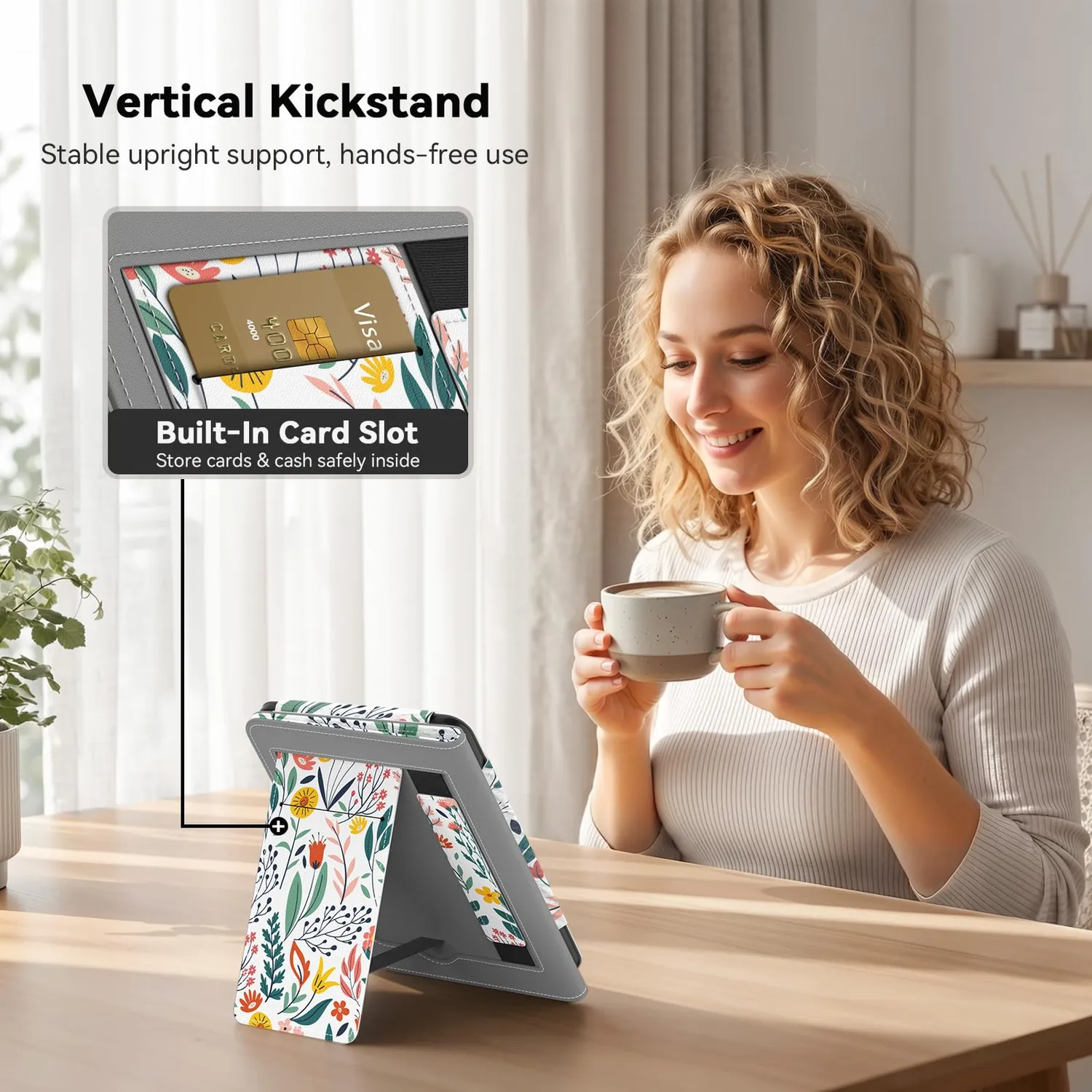 MoKo Custodia Kindle 6" 12a Gen FioriC stand leggera