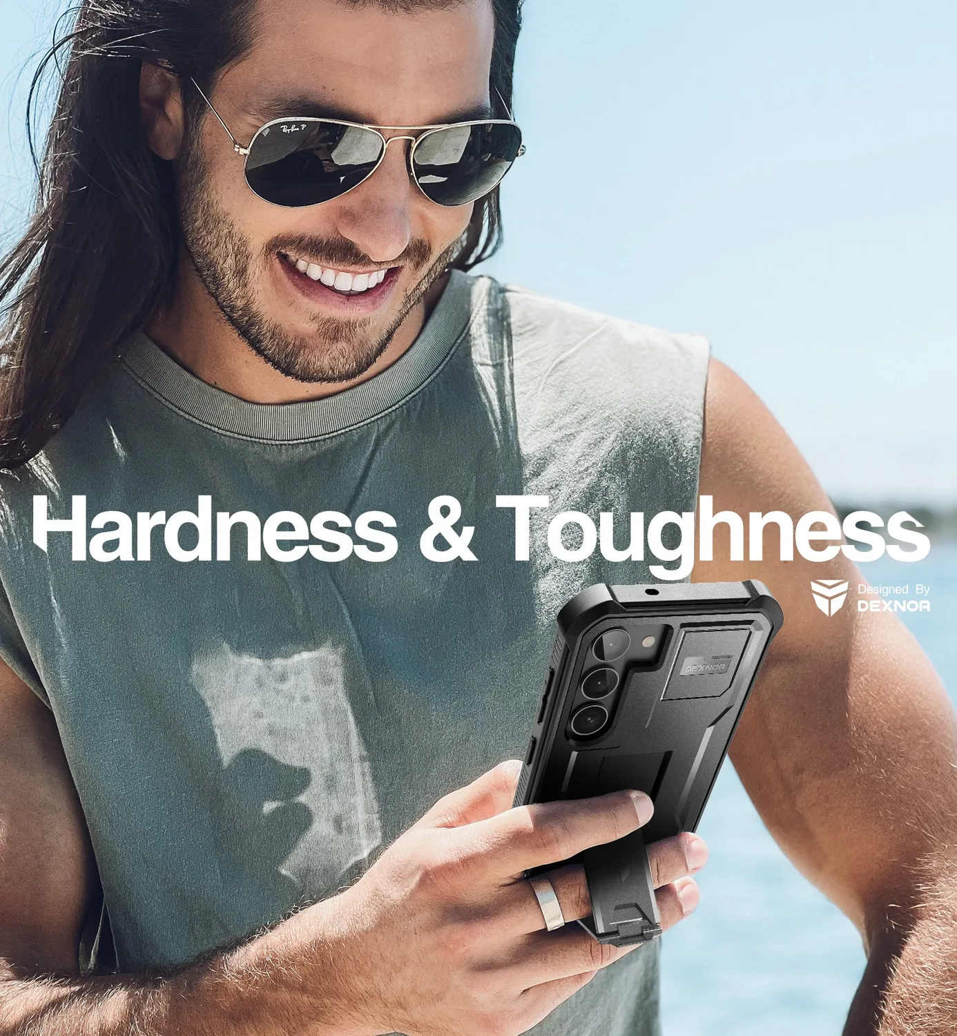 Dexnor Custodia rugged Galaxy S23 nera con kickstand