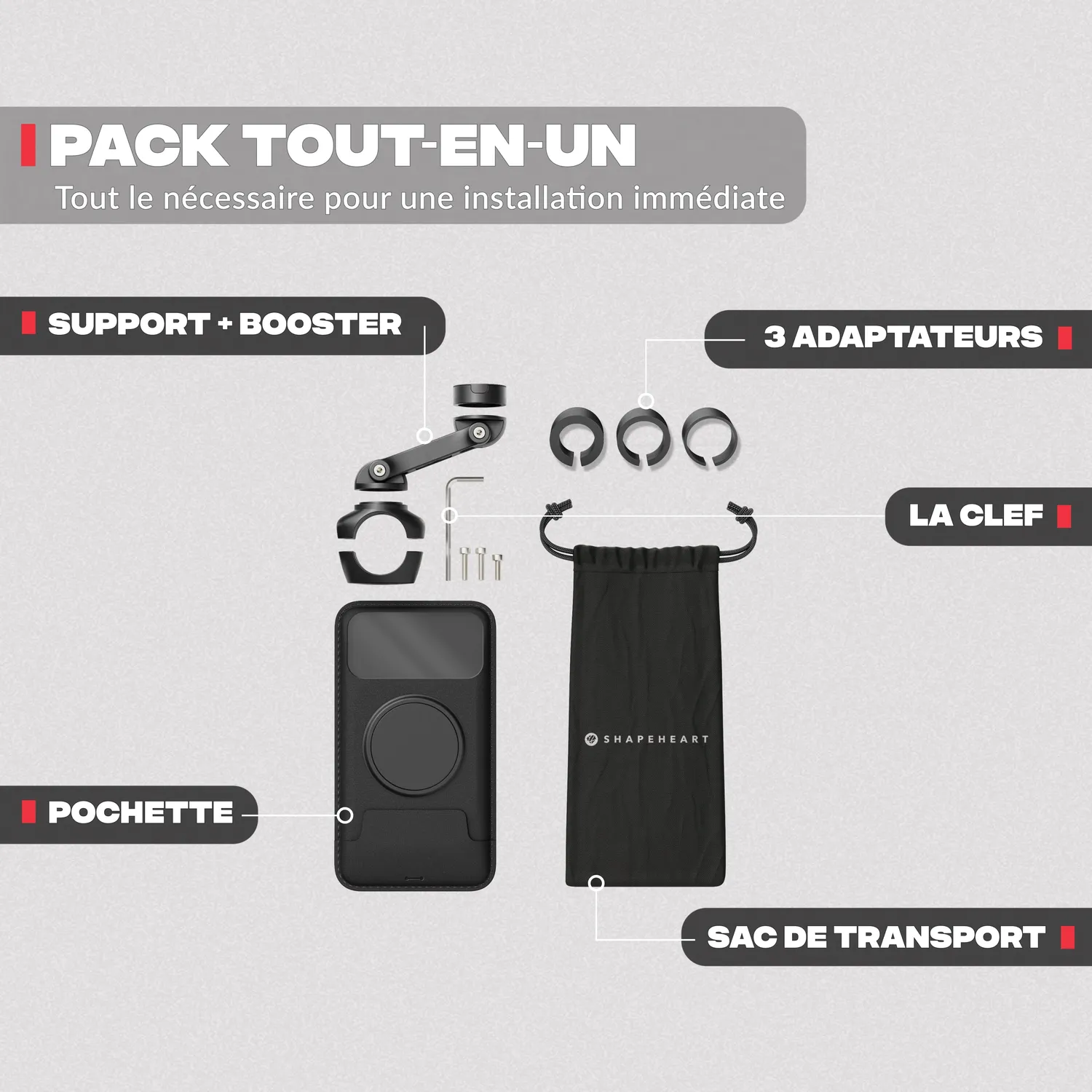 Shapeheart Pro Boost supporto telefono moto XL magnetico
