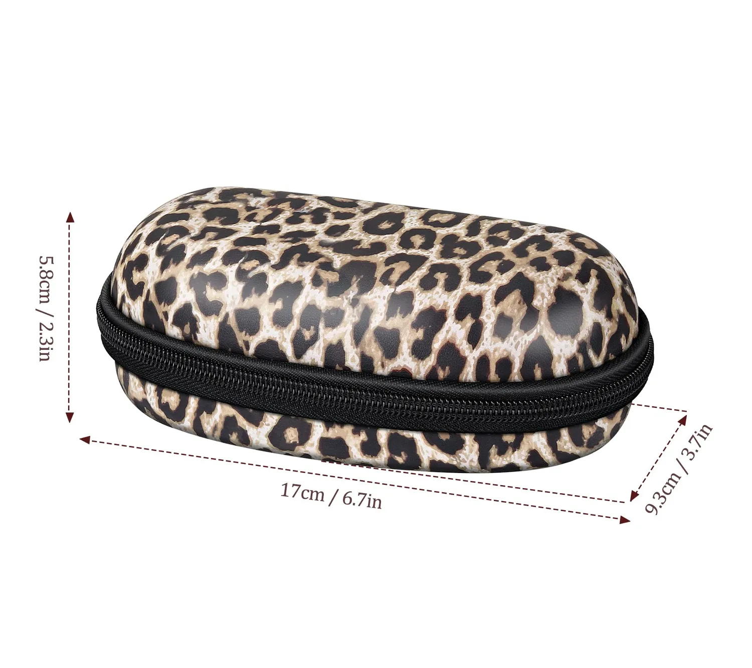 MoKo Custodia Occhiali Pelle con Zip Leopardo Universale