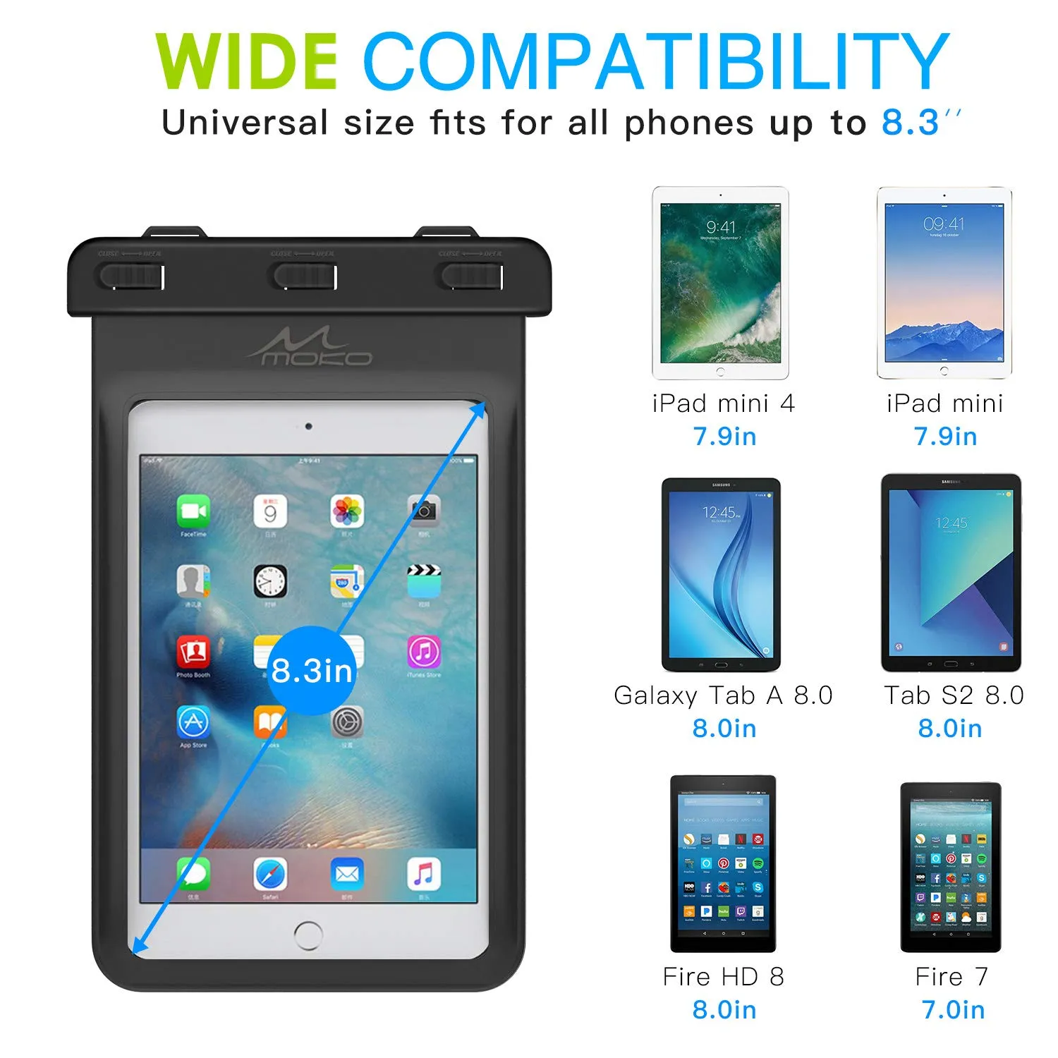 MoKo tablet fino 8,3" custodia impermeabile IPX8 nera