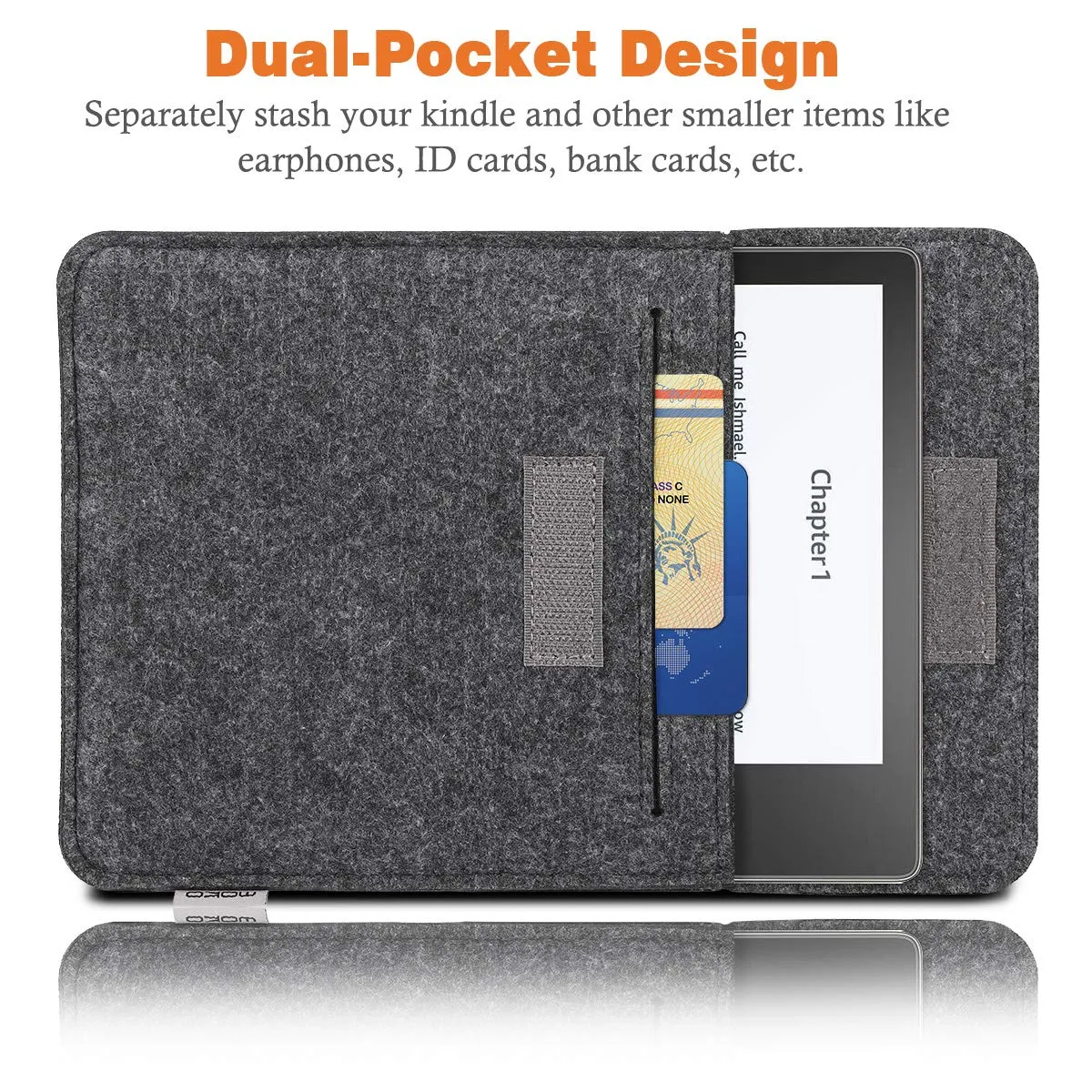 MoKo Kindle Oasis custodia feltro grigio scuro portafoglio