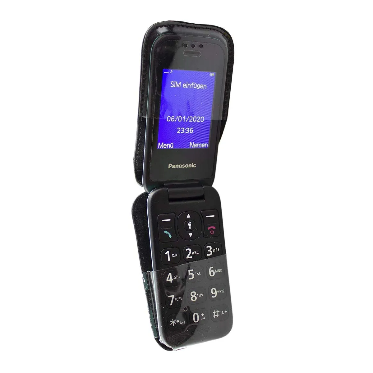 caseroxx Borsa Pelle Panasonic KX-TU400 nero con clip