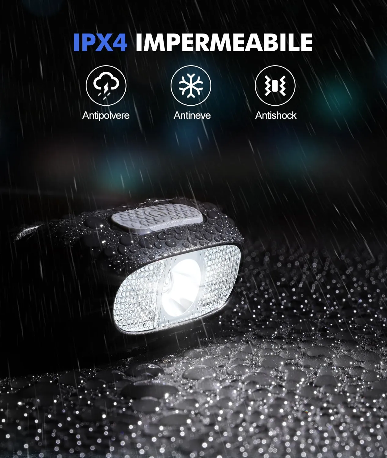 EOIWUY Torcia Frontale LED Ricaricabile 2 Pezzi IPX4