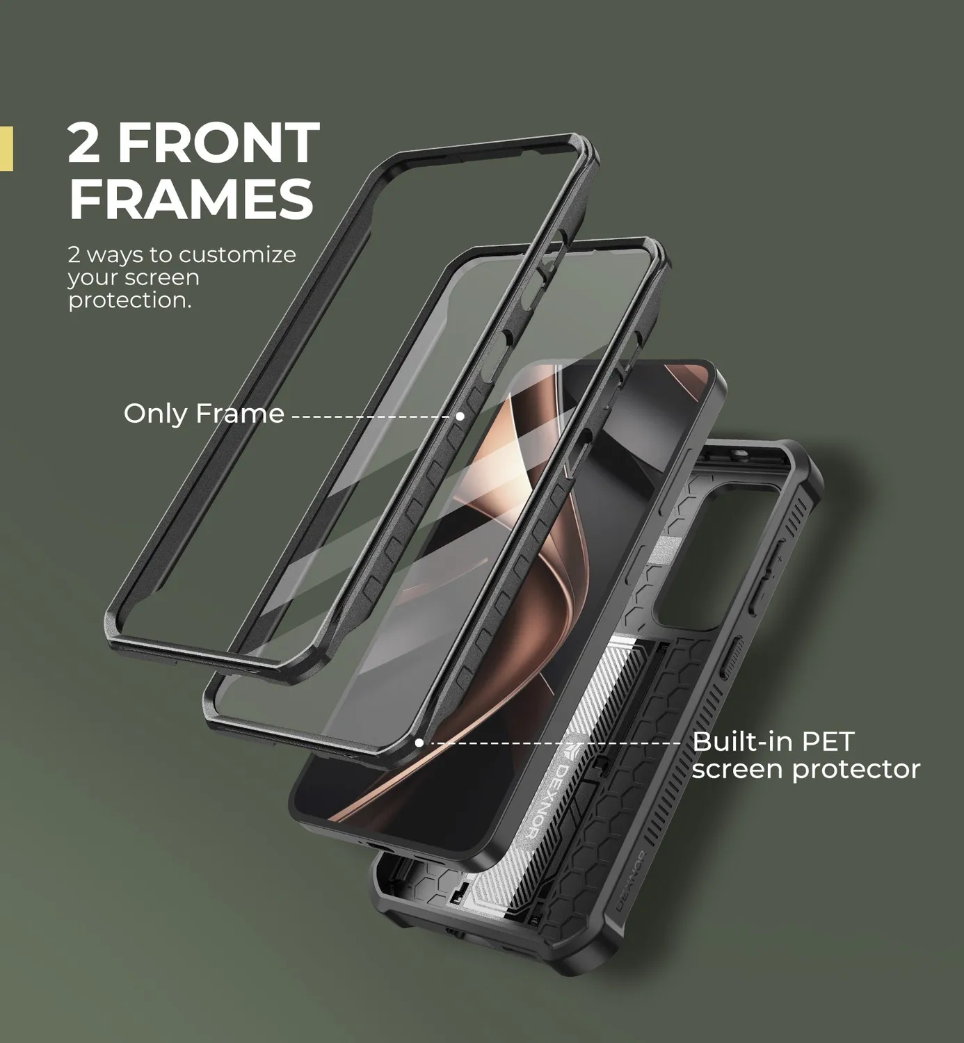Dexnor Galaxy S25 cover rugged nera kickstand camera