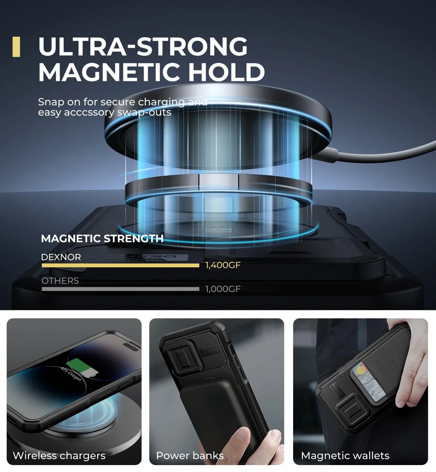 Dexnor iPhone 14 Pro Max cover nera MagSafe 360