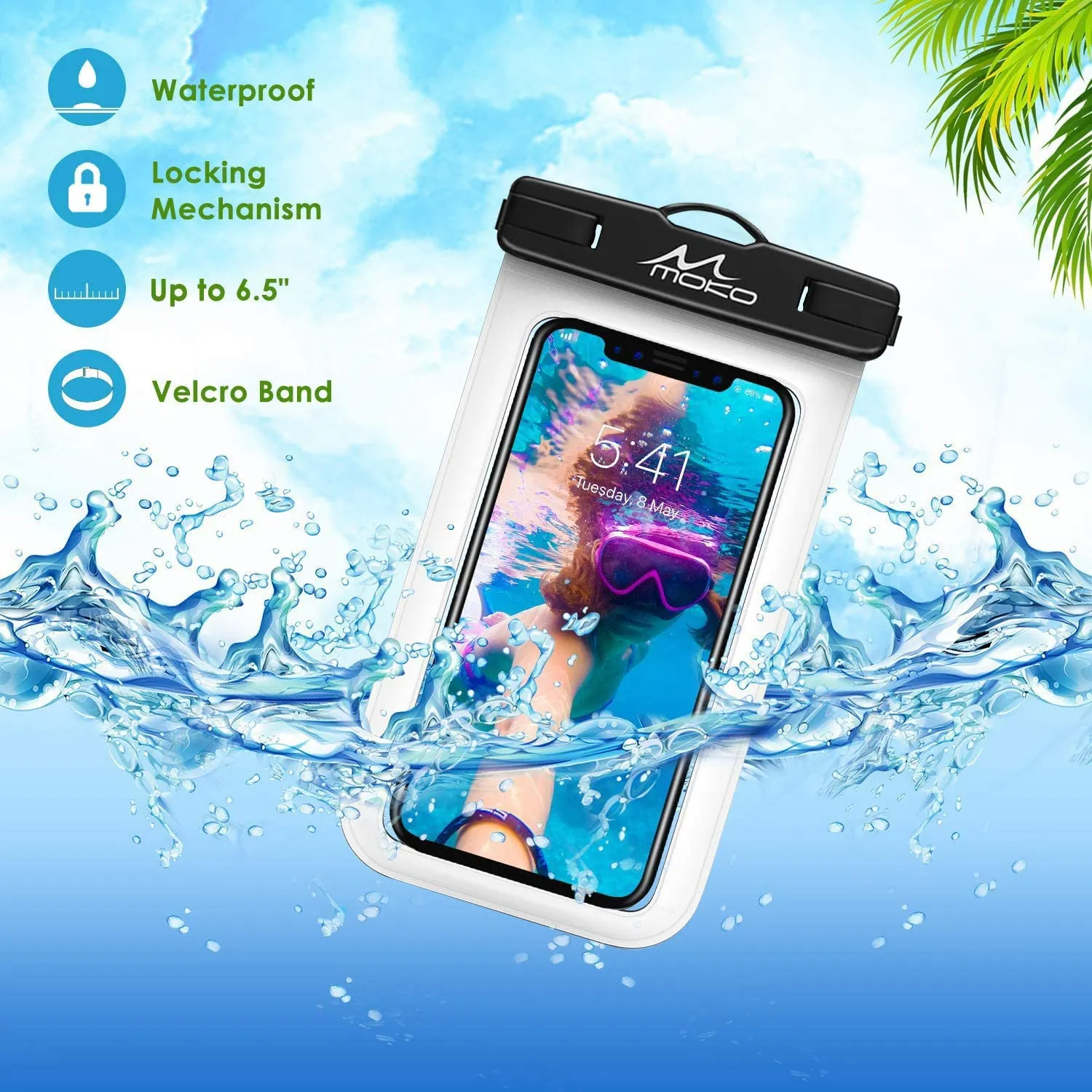 MoKo Custodia Impermeabile Telefono 2 Pezzi IPX8 fino 7 pollici