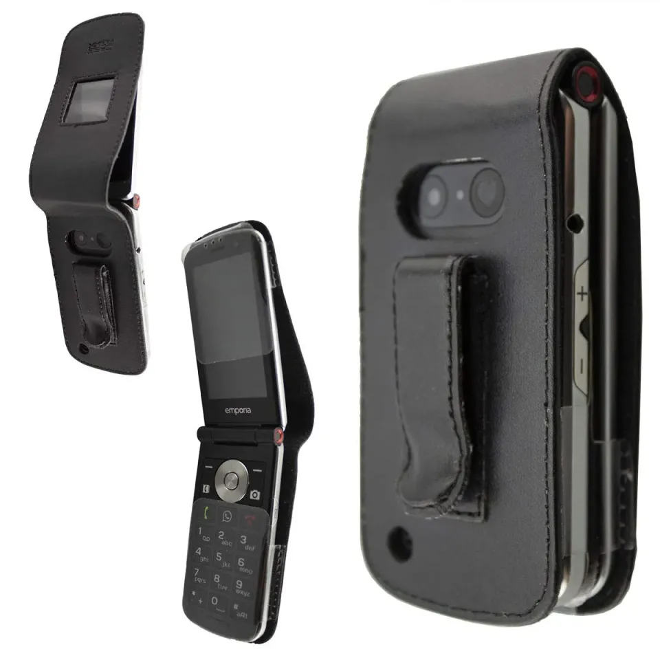 caseroxx Touchsmart V188 custodia cintura pelle nera finestra