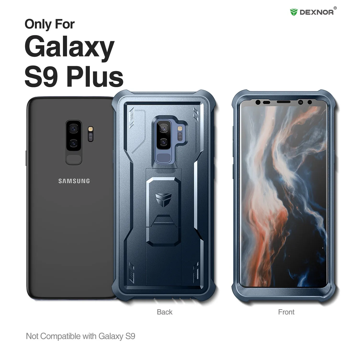 Dexnor Galaxy S9 Plus custodia nera rugged antiurto