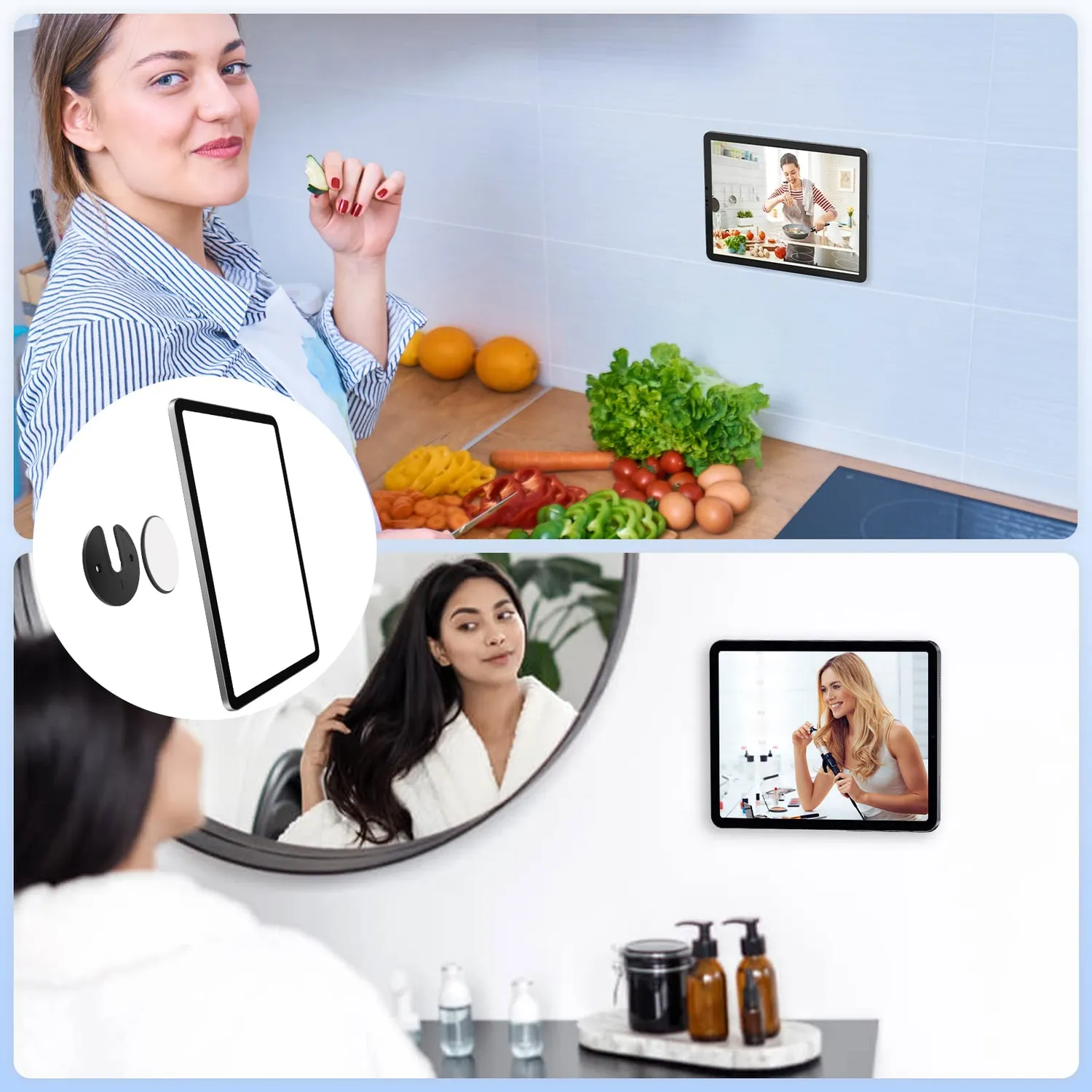 MoKo Supporto Parete Tablet Smartphone Nero 2 Pz 90°