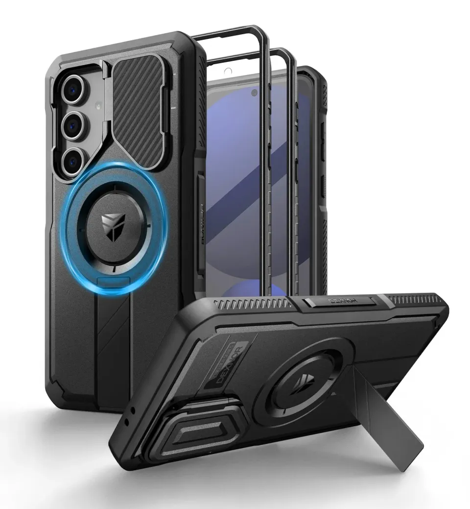 Dexnor per Galaxy S24 FE cover magnetica nera camera cover stand