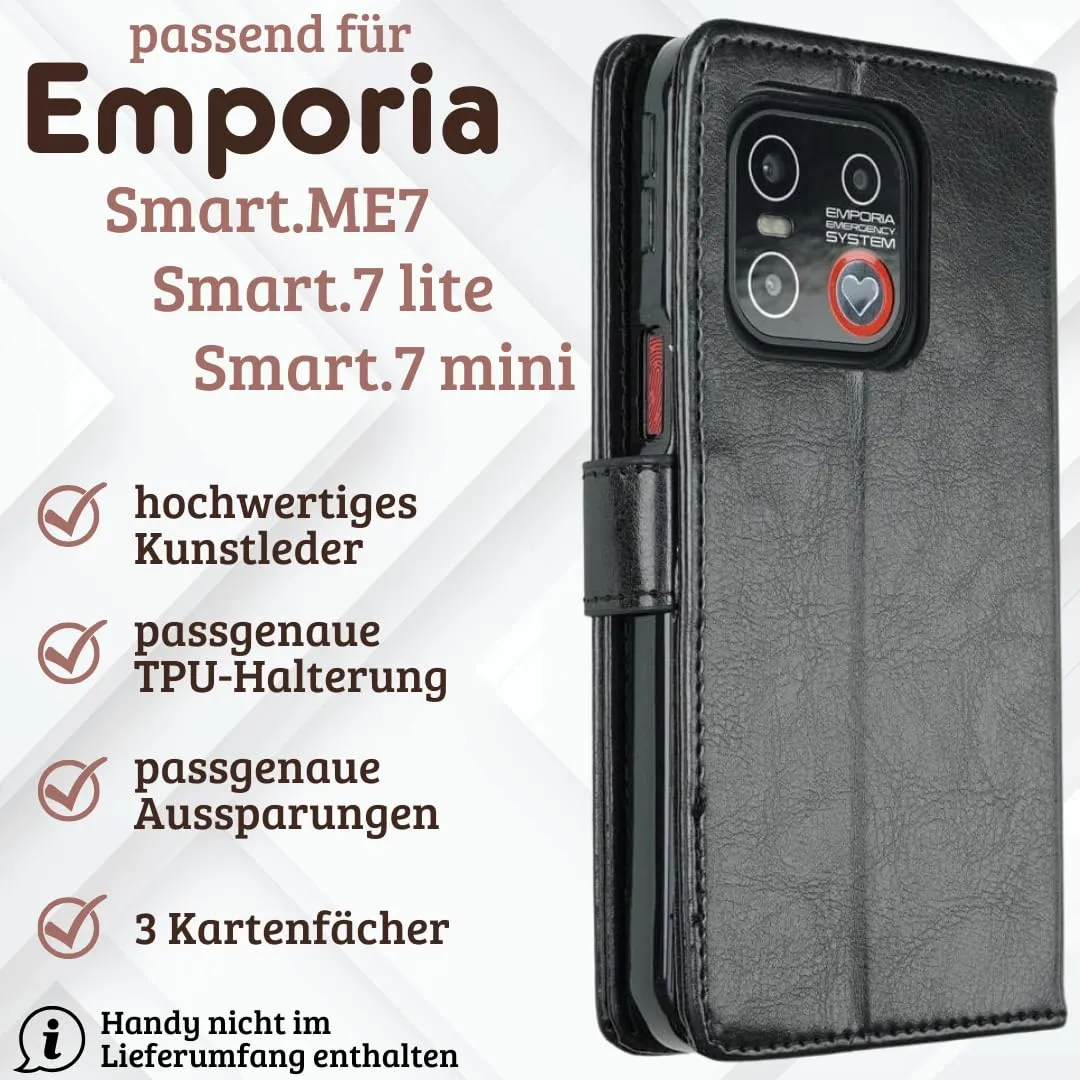 caseroxx Bookstyle Custodia Emporia SMART.ME7/7lite/7mini Nera