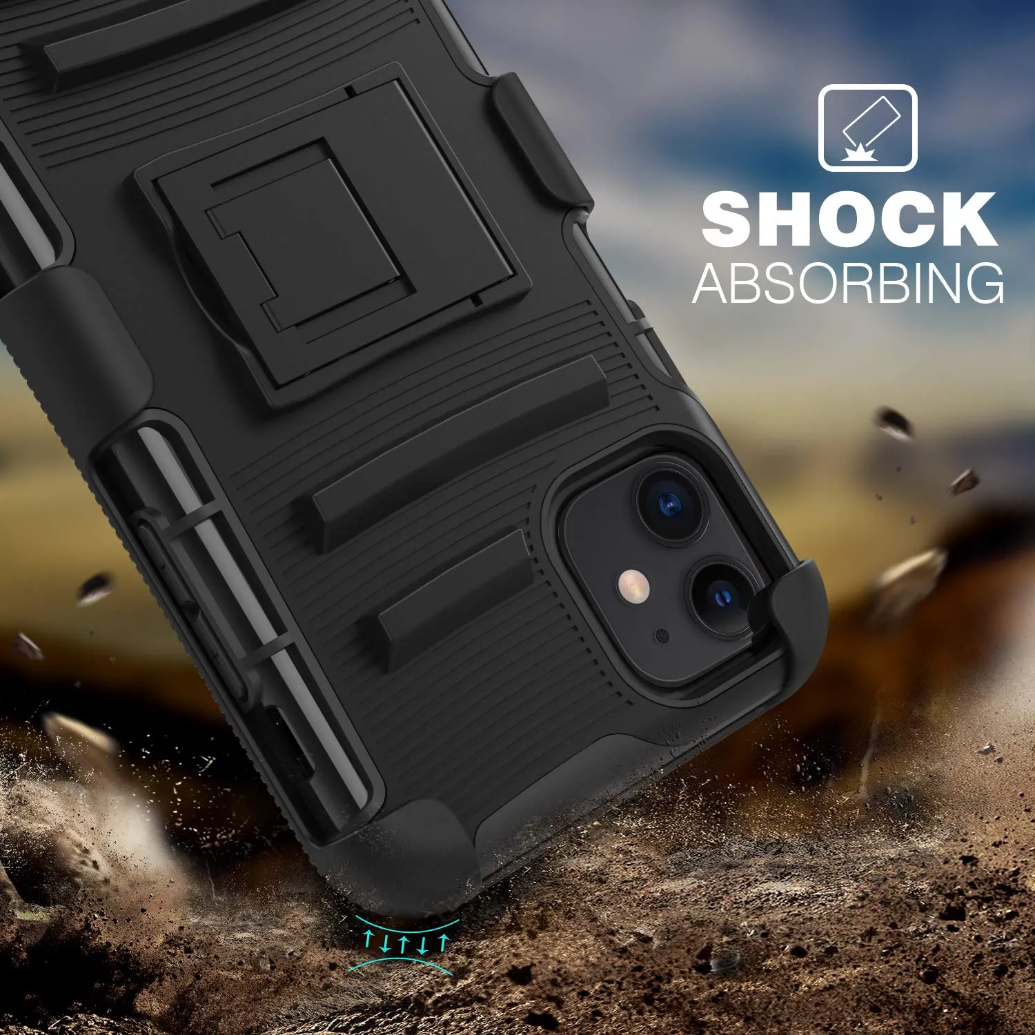 MoKo iPhone 11 Cover Antiurto Nera con Clip Cintura