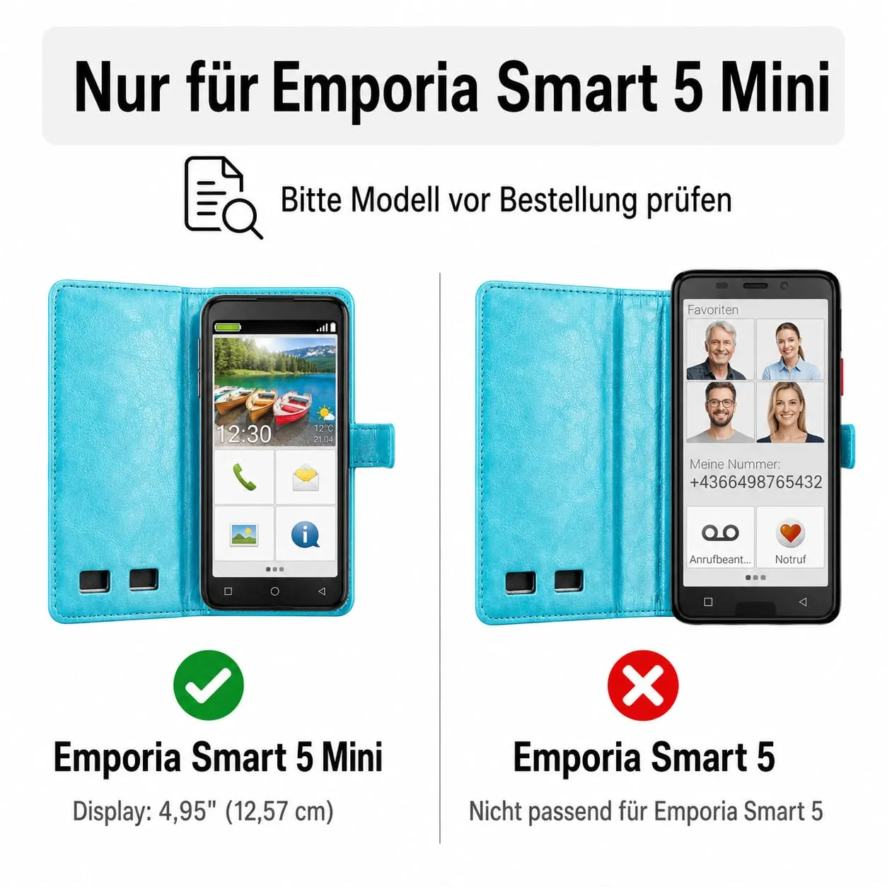 caseroxx Bookstyle Emporia Smart 5 Mini Custodia Azzurro Chiaro