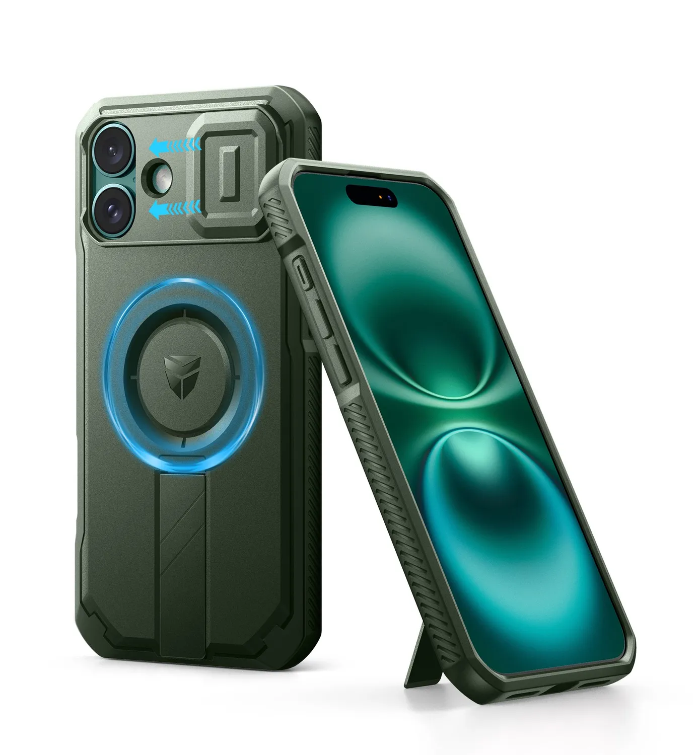 Dexnor iPhone 16 Plus cover nera antiurto cavalletto