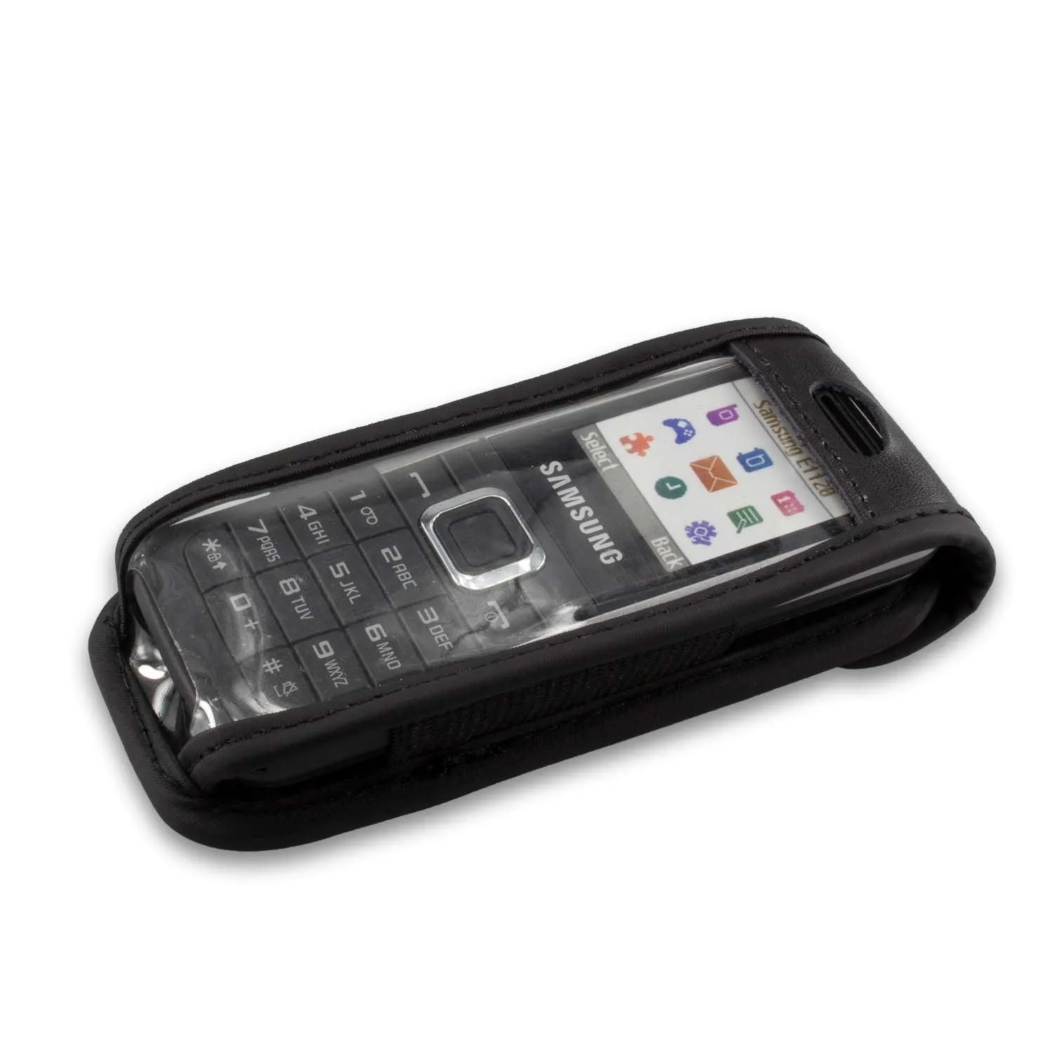 caseroxx Samsung E1120 borsello pelle nero clip cintura