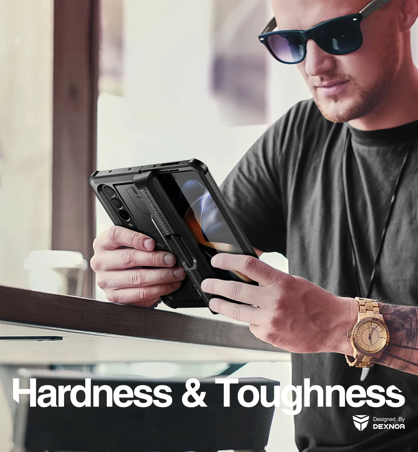 Dexnor Galaxy Z Fold 4 cover nera con cerniera
