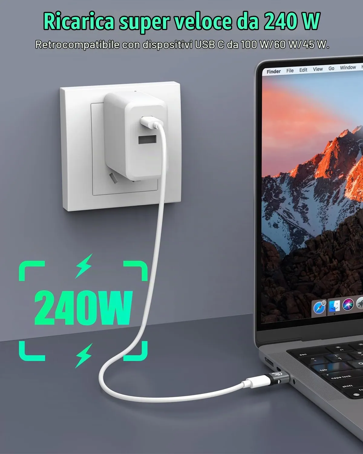 MoKo adattatore USB C magnetico 240W 2 pezzi 40Gbps
