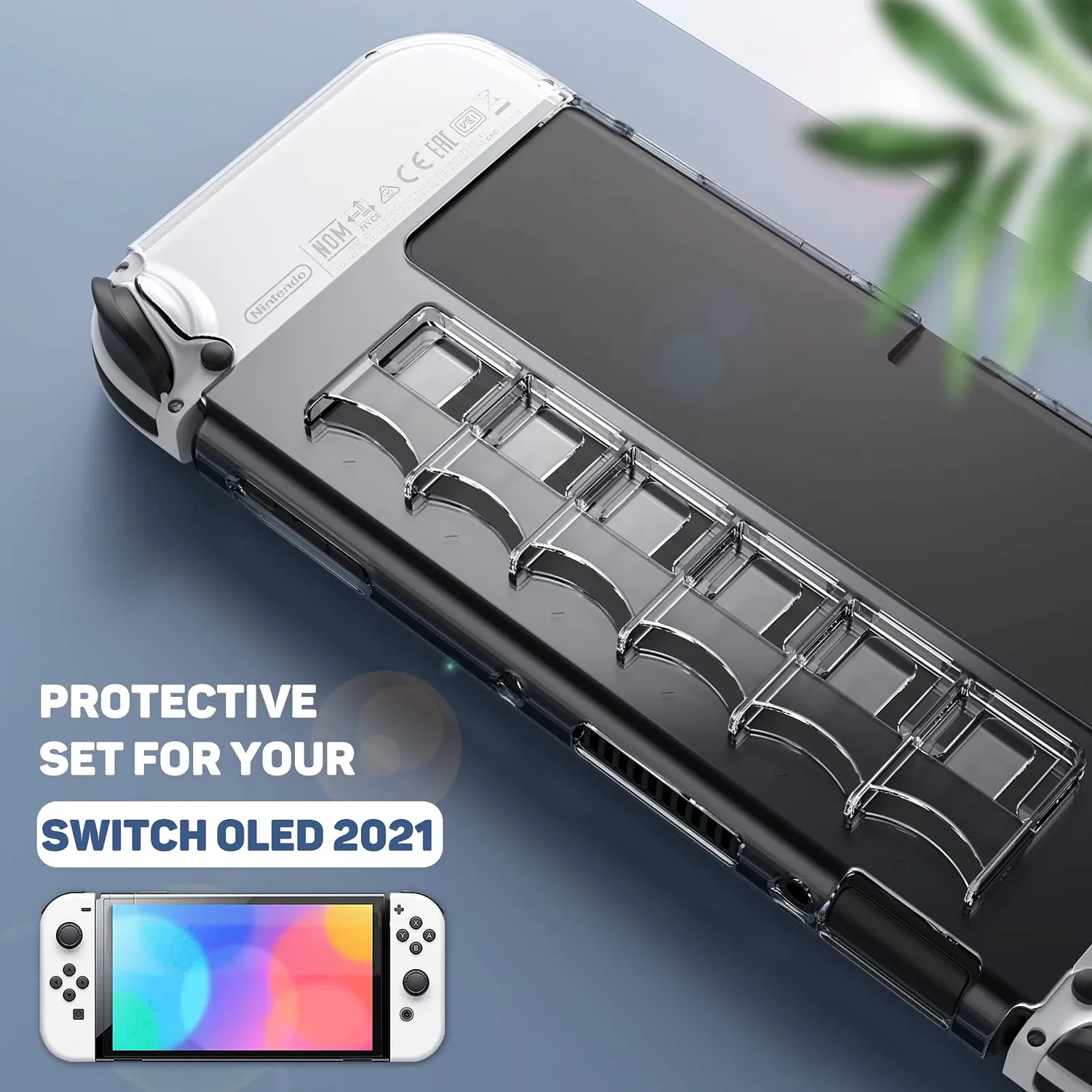 MoKo Switch OLED cover trasparente blu kit 9 pezzi