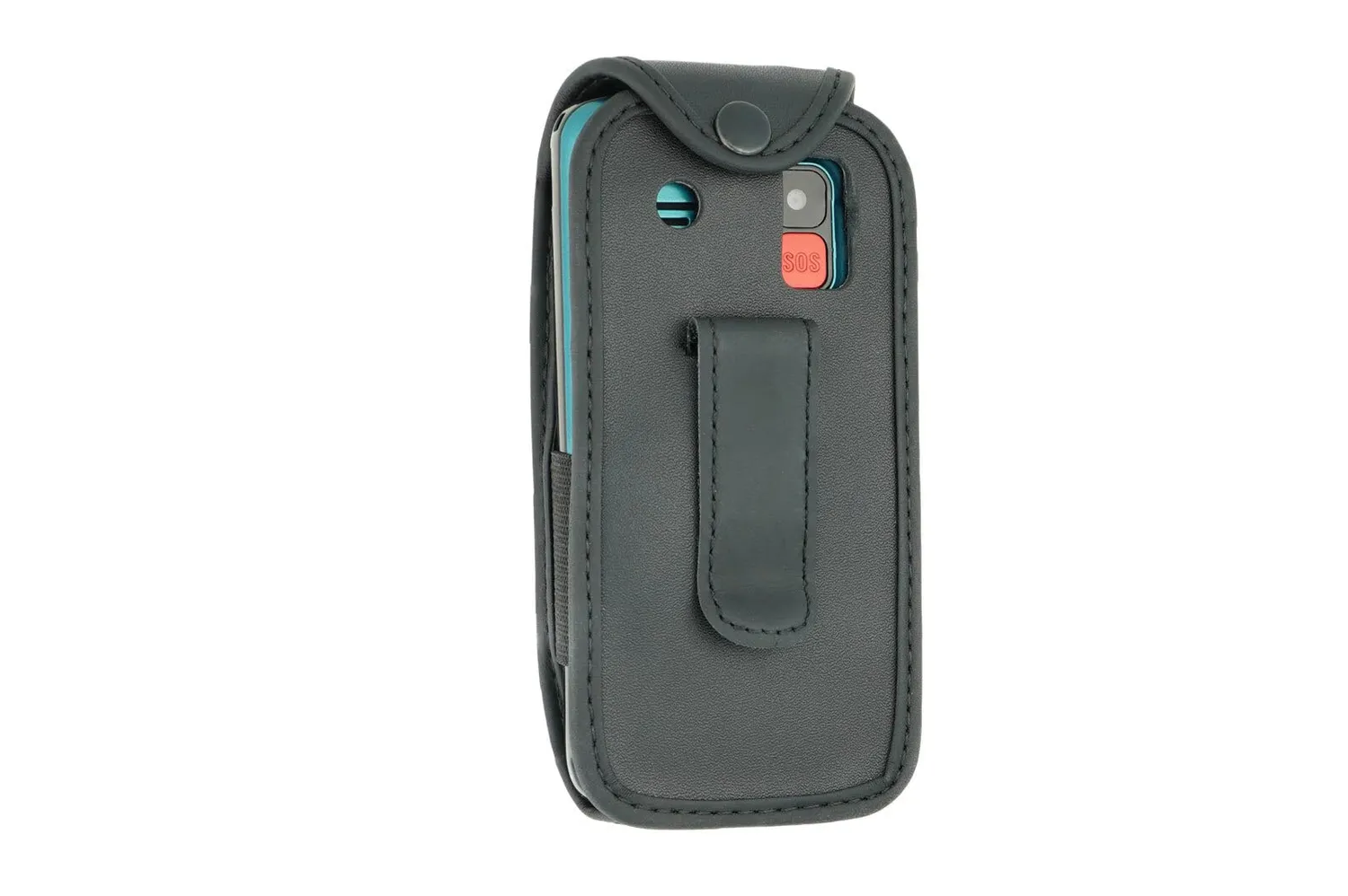 caseroxx Seniorenhandy 2,4 borsa pelle cintura nera finestra