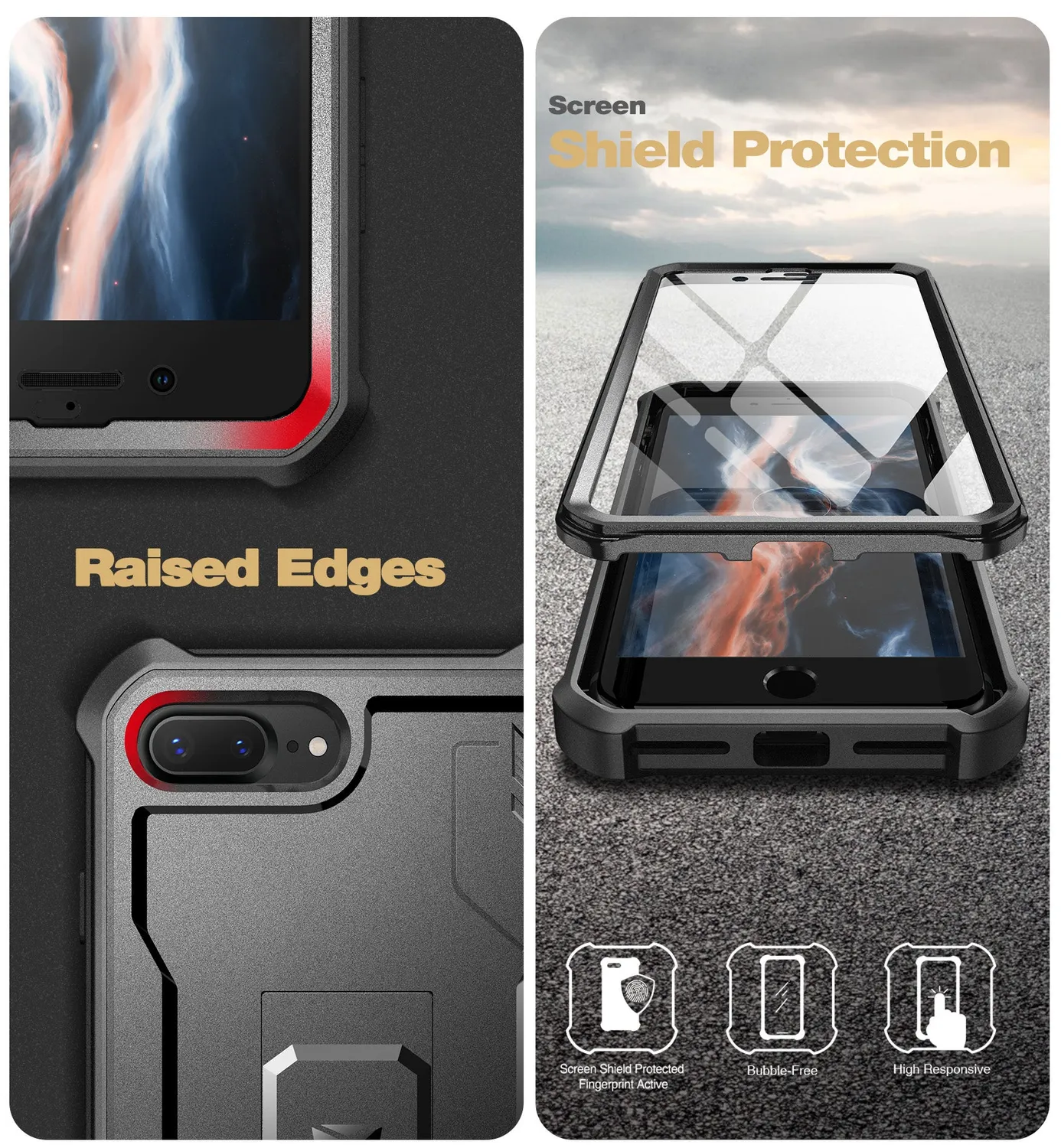 Dexnor iPhone 7 Plus 8 Plus custodia nera con cavalletto