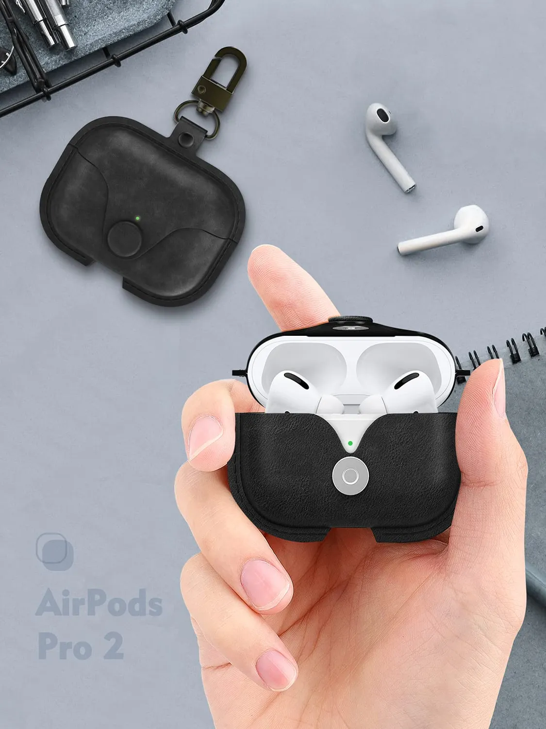 MoKo Custodia AirPods 3 Pelle PU Nera Magnetica